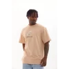 Unisex Baskılı Oversize T-shirt - Bej