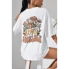 Unisex Baskılı Oversize T-shirt - Beyaz