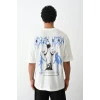 Unisex Baskılı Oversize T-shirt - Beyaz