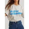 Unisex Baskılı Oversize T-shirt - Beyaz