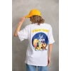 Unisex Baskılı Oversize T-Shirt - Beyaz