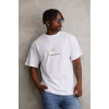 Unisex Baskılı Oversize T-shirt - Beyaz