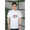 Unisex Baskılı Oversize T-shirt - Beyaz