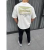 Unisex Baskılı Oversize T-shirt - Beyaz