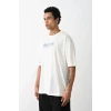 Unisex Baskılı Oversize T-shirt - Beyaz