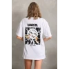 Unisex Baskılı Oversize T-shirt - Beyaz