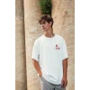 Unisex Baskılı Oversize T-shirt - Beyaz