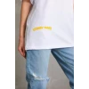 Unisex Baskılı Oversize T-Shirt - Beyaz