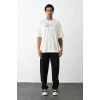 Unisex Baskılı Oversize T-shirt - Beyaz