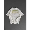 Unisex Baskılı Oversize T-shirt - Beyaz