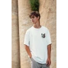 Unisex Baskılı Oversize T-shirt - Beyaz