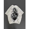 Unisex Baskılı Oversize T-shirt - Beyaz