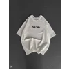 Unisex Baskılı Oversize T-shirt - Beyaz