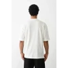 Unisex Baskılı Oversize T-shirt - Beyaz
