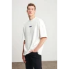 Unisex Baskılı Oversize T-shirt - Beyaz