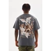 Unisex Baskılı Oversize T-shirt - Füme