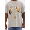 Unisex Baskılı Oversize T-shirt - Gri