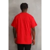 Unisex Baskılı Oversize T-shirt - Kırmızı