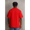 Unisex Baskılı Oversize T-shirt - Kırmızı