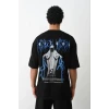 Unisex Baskılı Oversize T-shirt - Siyah