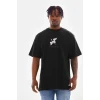Unisex Baskılı Oversize T-shirt - Siyah