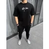 Unisex Baskılı Oversize T-shirt - Siyah