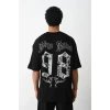 Unisex Baskılı Oversize T-shirt - Siyah