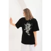 Unisex Baskılı Oversize T-shirt - Siyah