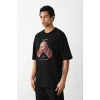 Unisex Baskılı Oversize T-shirt - Siyah