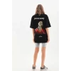 Unisex Baskılı Oversize T-shirt - Siyah
