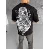 Unisex Baskılı Oversize T-shirt - Siyah
