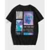 Unisex Baskılı Oversize T-shirt - Siyah