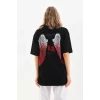 Unisex Baskılı Oversize T-shirt - Siyah