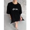 Unisex Baskılı Oversize T-shirt - Siyah