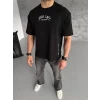 Unisex Baskılı Oversize T-shirt - Siyah