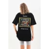 Unisex Baskılı Oversize T-shirt - Siyah