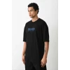 Unisex Baskılı Oversize T-shirt - Siyah