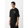 Unisex Baskılı Oversize T-shirt - Siyah