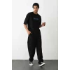 Unisex Baskılı Oversize T-shirt - Siyah