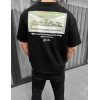 Unisex Baskılı Oversize T-shirt - Siyah