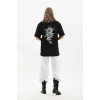 Unisex Baskılı Oversize T-shirt - Siyah