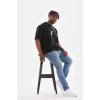Unisex Baskılı Oversize T-shirt - Siyah