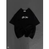 Unisex Baskılı Oversize T-shirt - Siyah