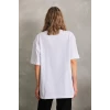 Unisex Bisiklet Yaka 20/1 Düz Oversize T-shirt - Beyaz