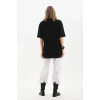 Unisex Bisiklet Yaka 20/1 Düz Oversize T-shirt - Siyah