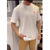 Unisex Bisiklet Yaka Baskılı Oversize T-Shirt - Beyaz
