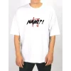 Unisex Bisiklet Yaka Baskılı Oversize T-shirt - Beyaz