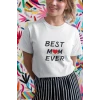 Unisex Bisiklet Yaka Baskılı Oversize T-shirt - Beyaz