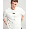 Unisex Bisiklet Yaka Baskılı Oversize T-shirt - Beyaz