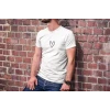 Unisex Bisiklet Yaka Baskılı Oversize T-shirt - Beyaz